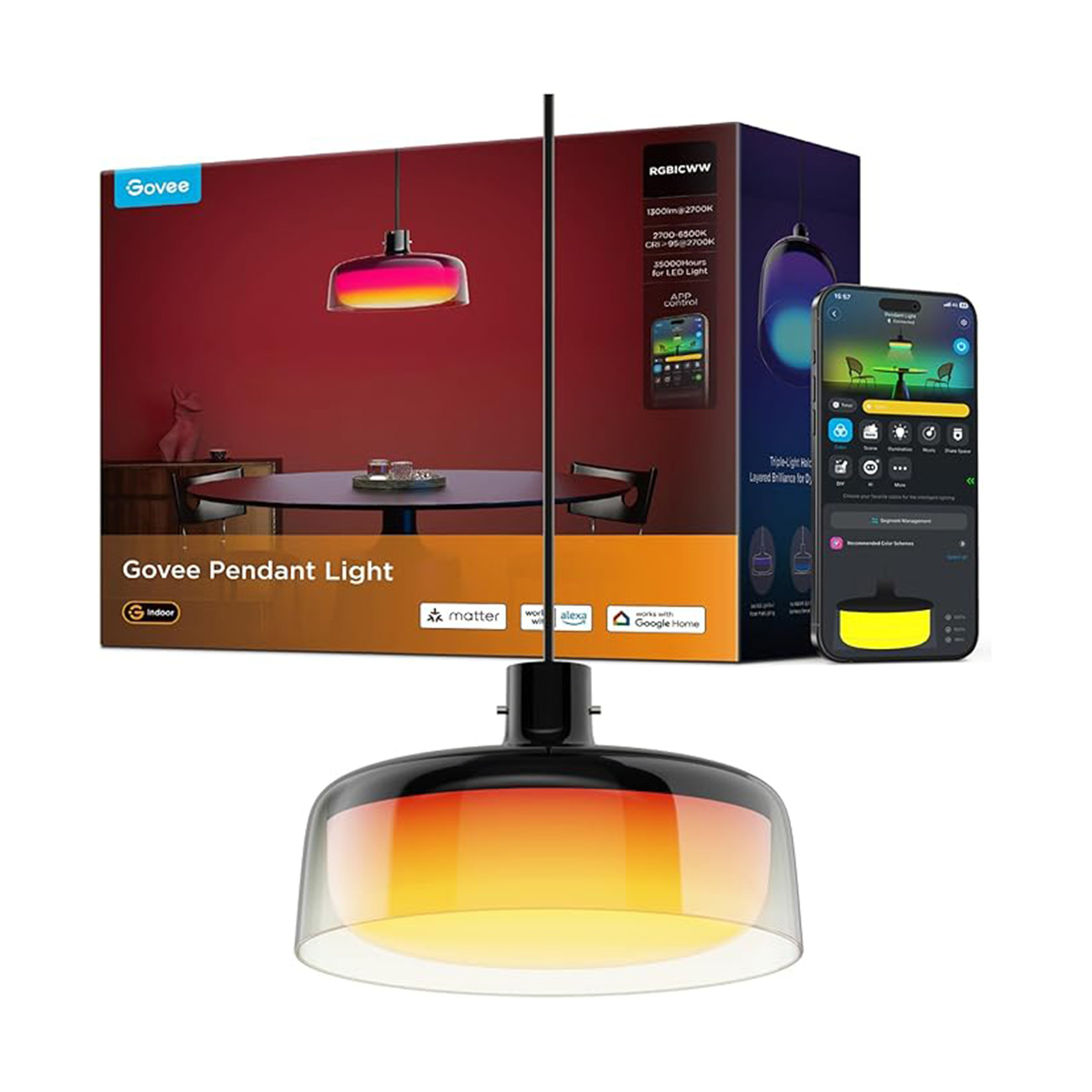 چراغ آویز هوشمند 30 سانتی گووی Govee Pendant Light H60C1 - Image 2