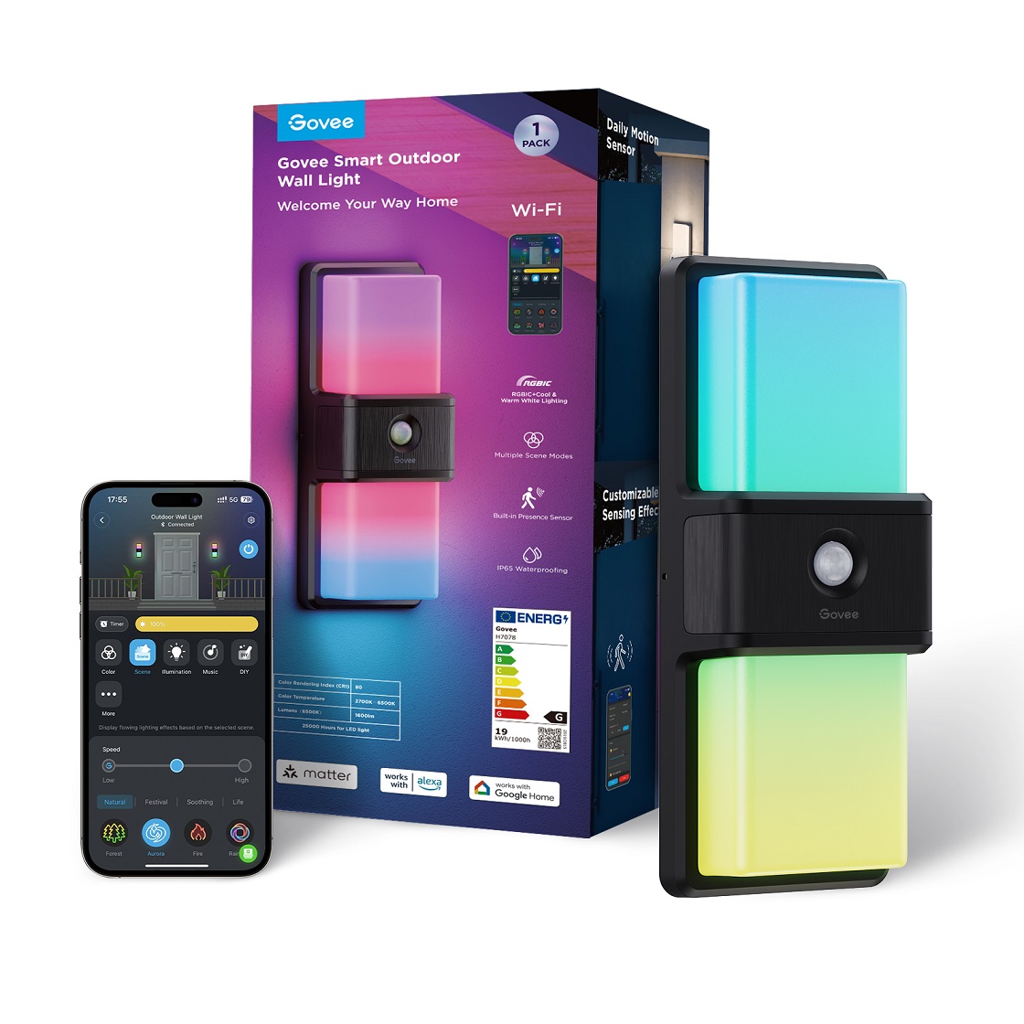 چراغ هوشمند دیواری فضای باز گووی Govee Smart Outdoor Wall light H7078 - Image 2